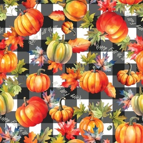 Pumpkin Medley - Happy Fall Ya'll - Black/White Gingham
