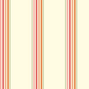 Stripes - pink orange green & off-white