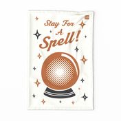Stay For A Spell Halloween Tea Towel Wall Hanging Ivory