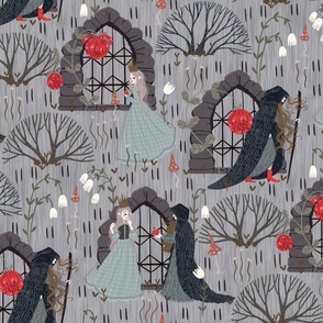 Gothic Fairy Tale Princess Girls Room 44" Grey Background 