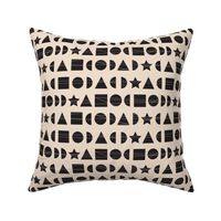 Mod Graphic Geometric Symbols and Shapes Small Print on Taupe