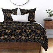 Gothic Nature Damask - large - midnight violet and gold 