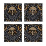 Gothic Nature Damask - large - midnight violet and gold 