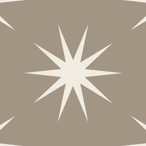 JUMBO stars - creamy white_ khaki brown - simple geometric