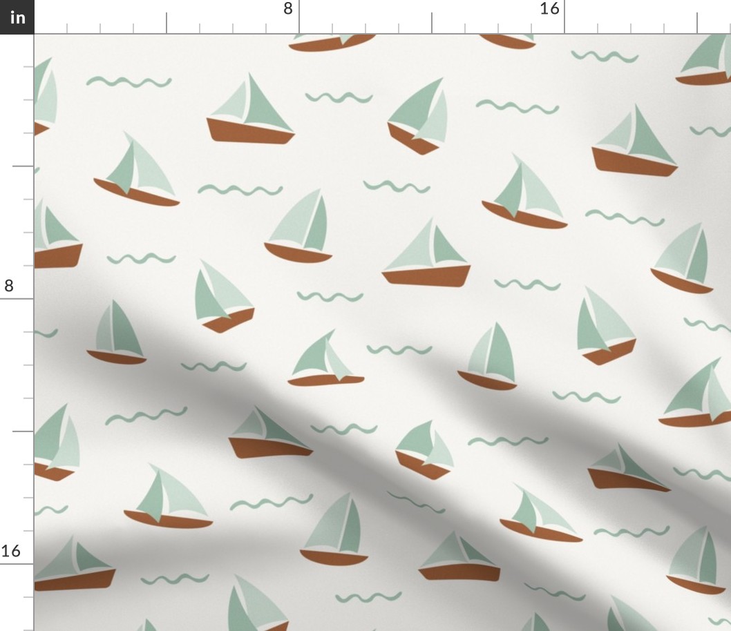 Regular scale - Sail Boats - brown, green ©designsbyroochita