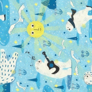 Wall Hanging - Happy Polar Bears -Illustration - Winter ©designsbyroochita