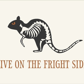 Live On The Fright Side Skeleton Rat Halloween Tea Towel Wall Hanging Ivory