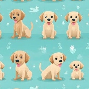Cute Puppy Dogs on Turquoise