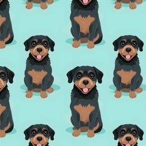 Rottweiler Dogs on Blue