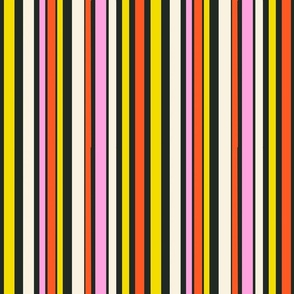 Vertical Stripes Black Pink Red White Yellow