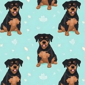 Rottweiler Puppy Dogs on Blue