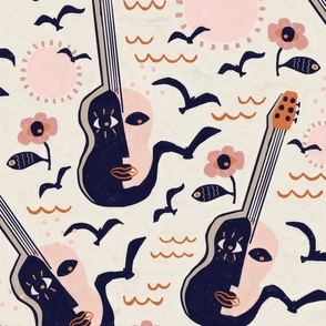 Surreal Guitars  - Pink and Navy - Large ©designsbyroochita