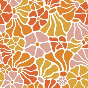 Mosaic Flowers in orange yellow and red medium