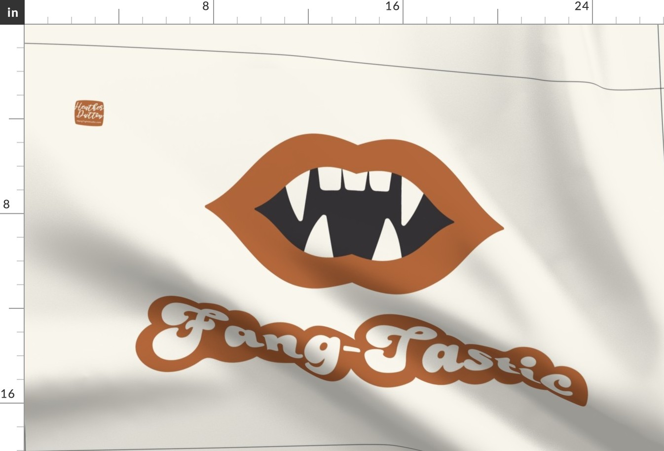 Fang-Tastic Retro Halloween Tea Towel Wall Hanging Ivory
