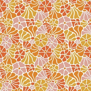 Mosaic Flowers in orange yellow and red small
