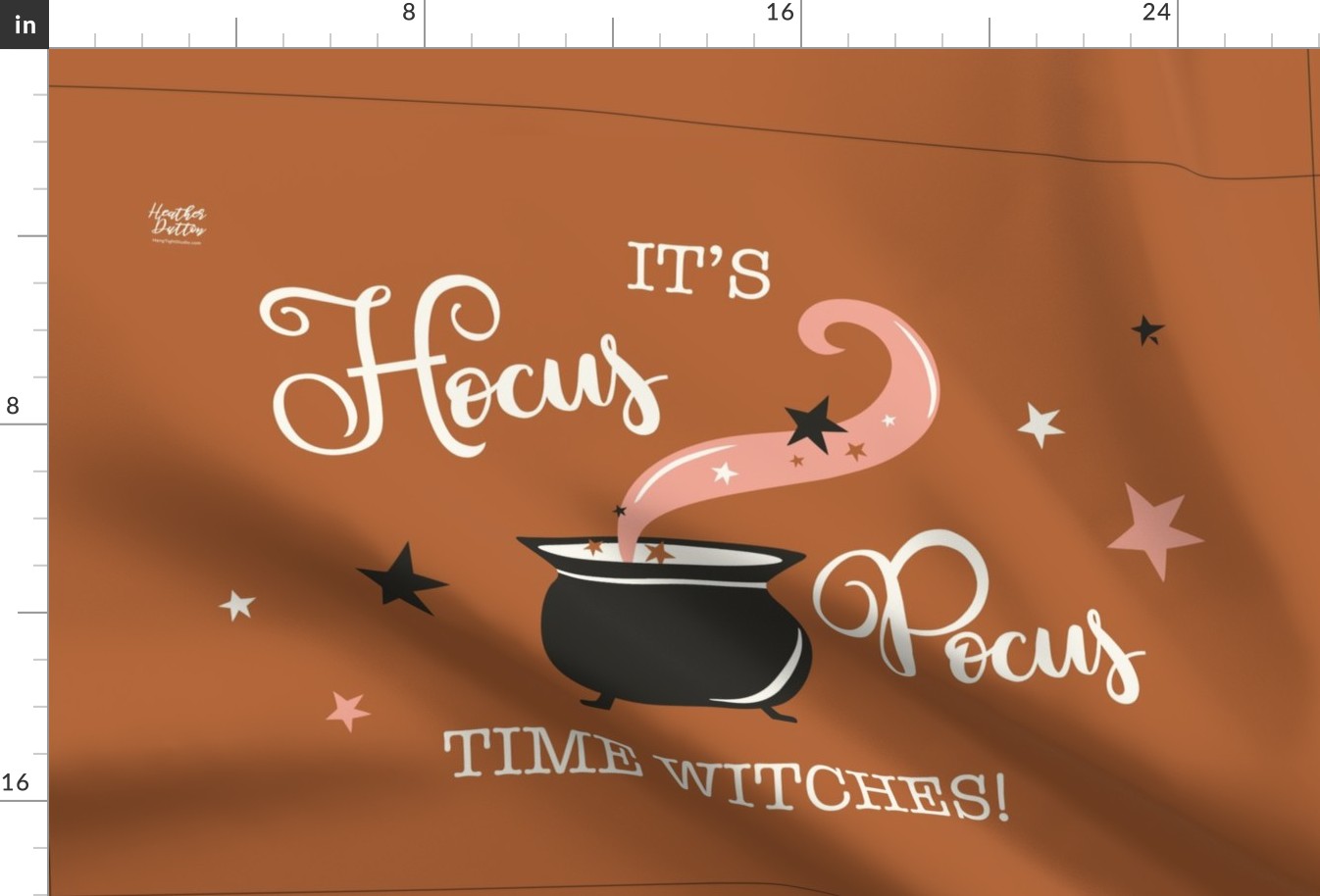 It's Hocus Pocus Time Witches Halloween Tea Towel Wall Hanging Orange