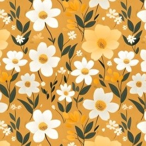 Yellow & White Flowers on Orange