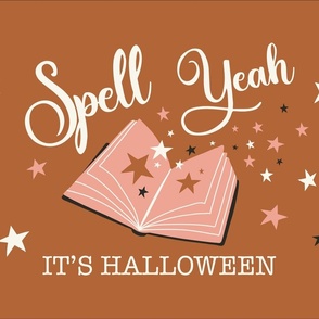 Spell Yeah It's Halloween - Halloween Typography Tea Towel Wall Hanging Orange