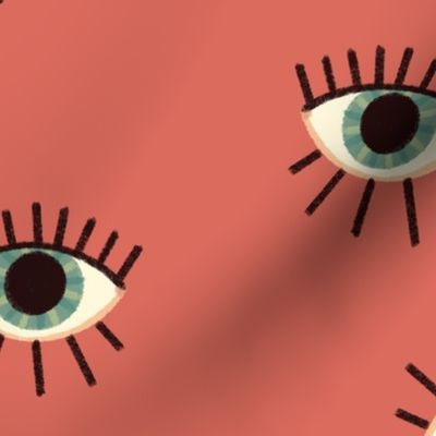 Whimsigothic Eyeballs on Muted Red - Large - Coordinate Design