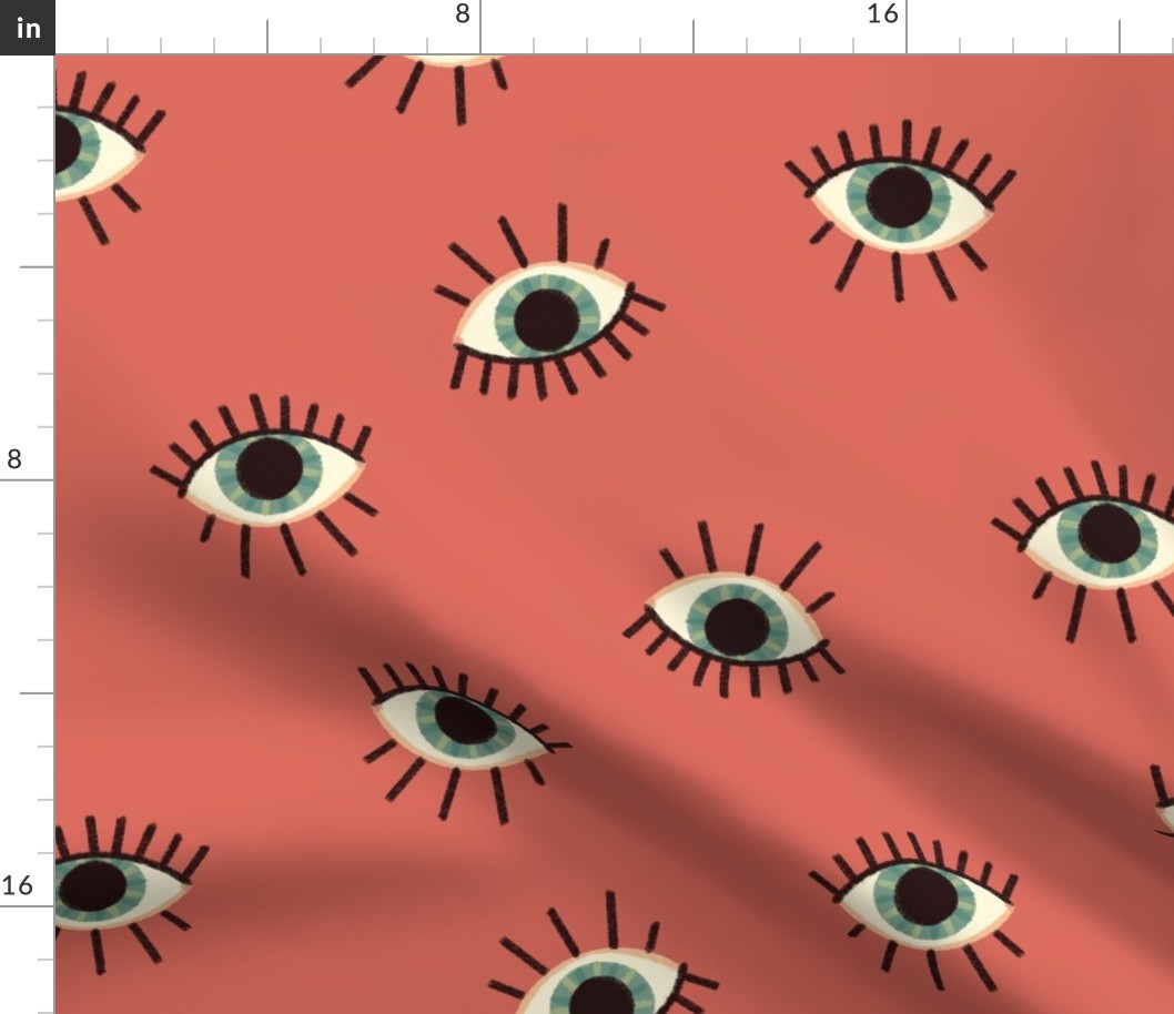 Whimsigothic Eyeballs on Muted Red - Large - Coordinate Design