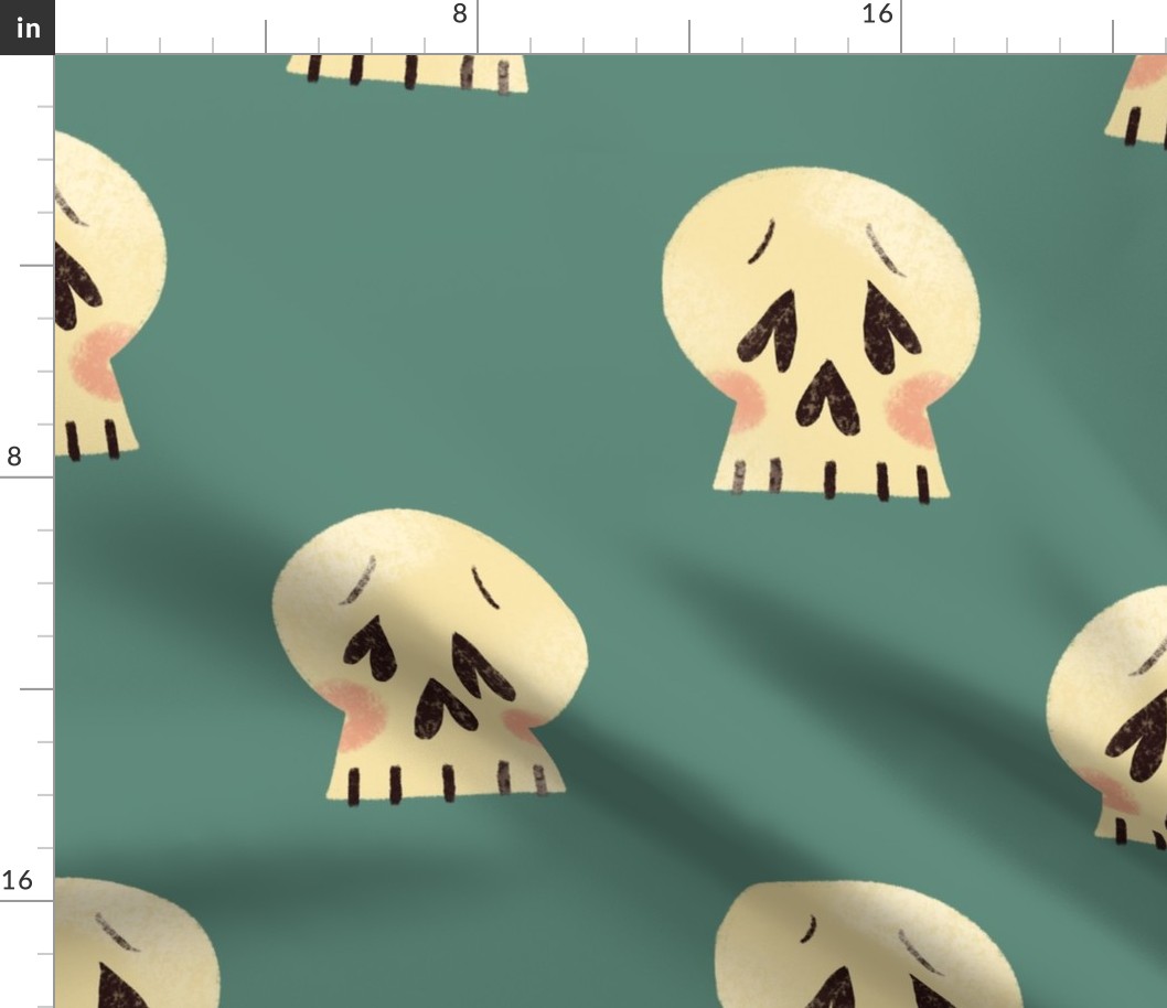 Whimsigothic Skulls on Green - Large - Coordinate Design