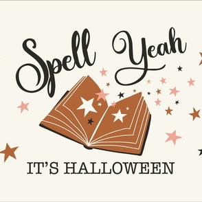 Spell Yeah It's Halloween - Halloween Typography Tea Towel Wall Hanging Ivory