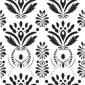 Black & Gray Motifs on White