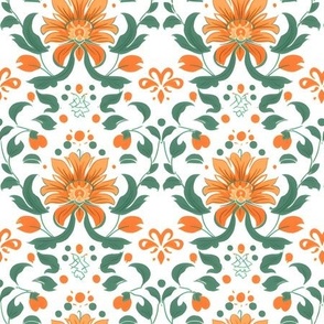 Orange & Green Floral Motifs