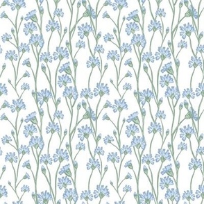 Soft Chicory Florals - Blue & Light Sage Green