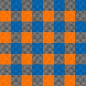 orange and blue woven check