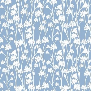 Soft Chicory Florals - Blue Background