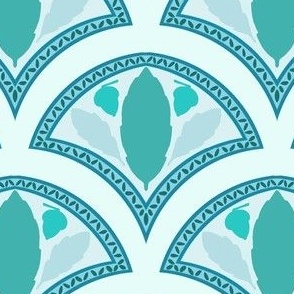Light Colours - Woodland Art Deco Pattern with light green background.