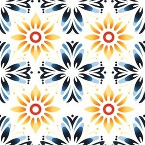 Yellow & Blue Pattern Florals