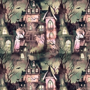 Haunted Mansion - Muted- Green/Pink