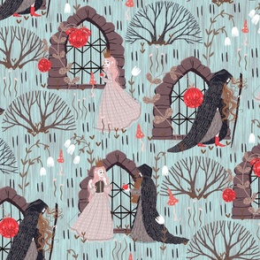 Gothic Fairy Tale Princess Girls Room 44" Blue Background 