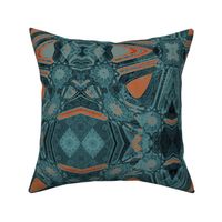 orange and teal patchwork abstract