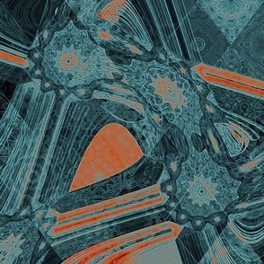 orange and teal patchwork abstract