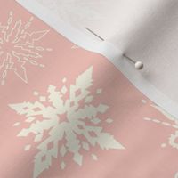 (M) Pastel Snowflakes Winter Christmas Retro Pink and Cream 