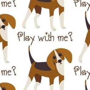 Beagle puppy dog / play with me / white