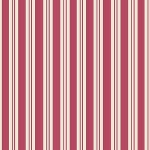 Berry Red Stripes on vanilla Cream 