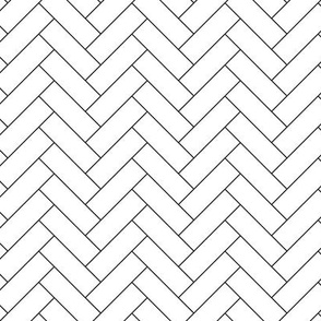 Bright White and Black Classic Herringbone