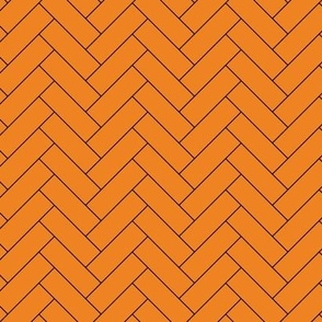 Bright Orange and Black Classic Herringbone 