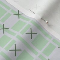 LARGE: Shapes lime green Squares, Rectangles, Straight Lines, and sage Little Crosses 