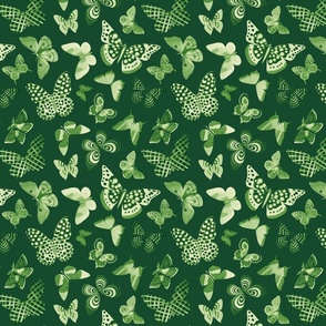 Illustrated butterflies green