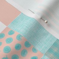 small-Cheater Patchwork Country Quilt-blush and celadon