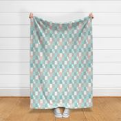 small-Cheater Patchwork Country Quilt-blush and celadon