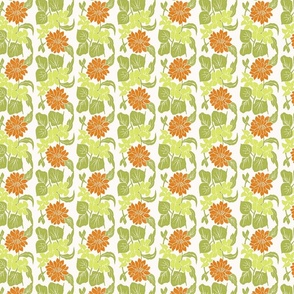 block print - mixed floral - green/orange
