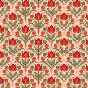 Folk art floral red green_small