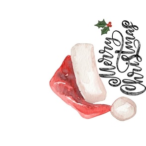 Christmas Tea Towel / Merry Christmas / Santa Hat