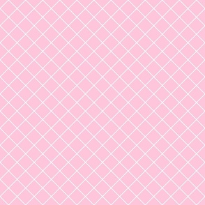 Pink Lattice in Pastel Pink and White  - Small - Pastel Pink Girl, Preppy Pink, Diamond Grid